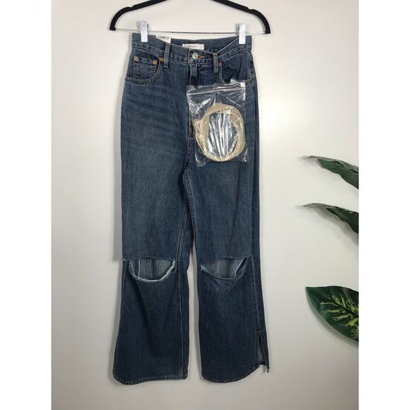 New Moussy Knee Slit Loose Straight Jeans - Picture 2 of 12